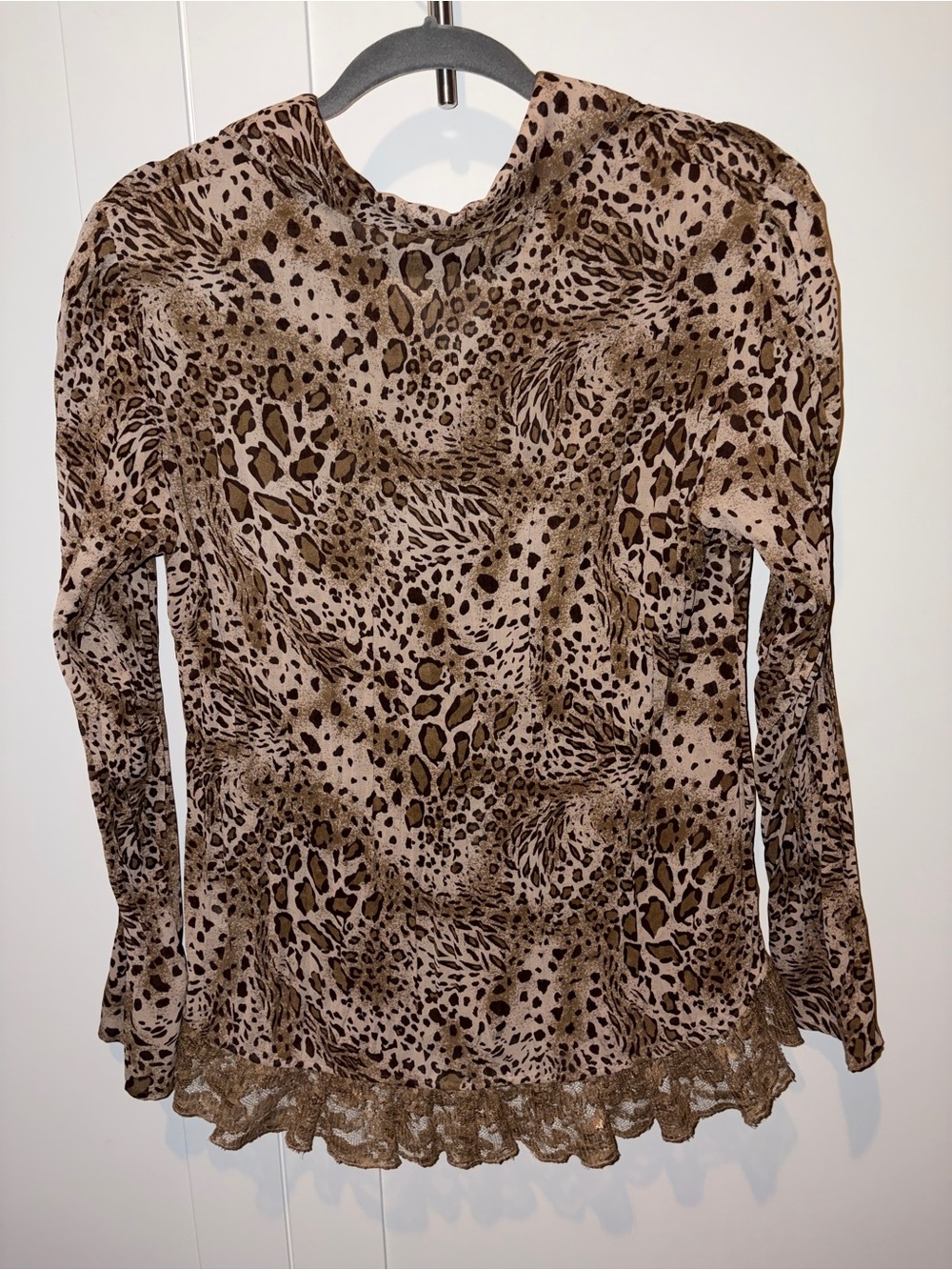 Fashion Bug Brown Leopard Ruffle-Front Blouse - Picture 4 of 4